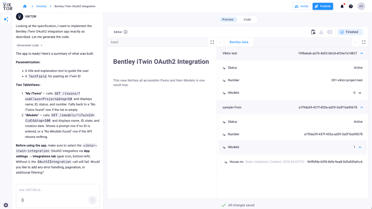 Bentley App Builder result