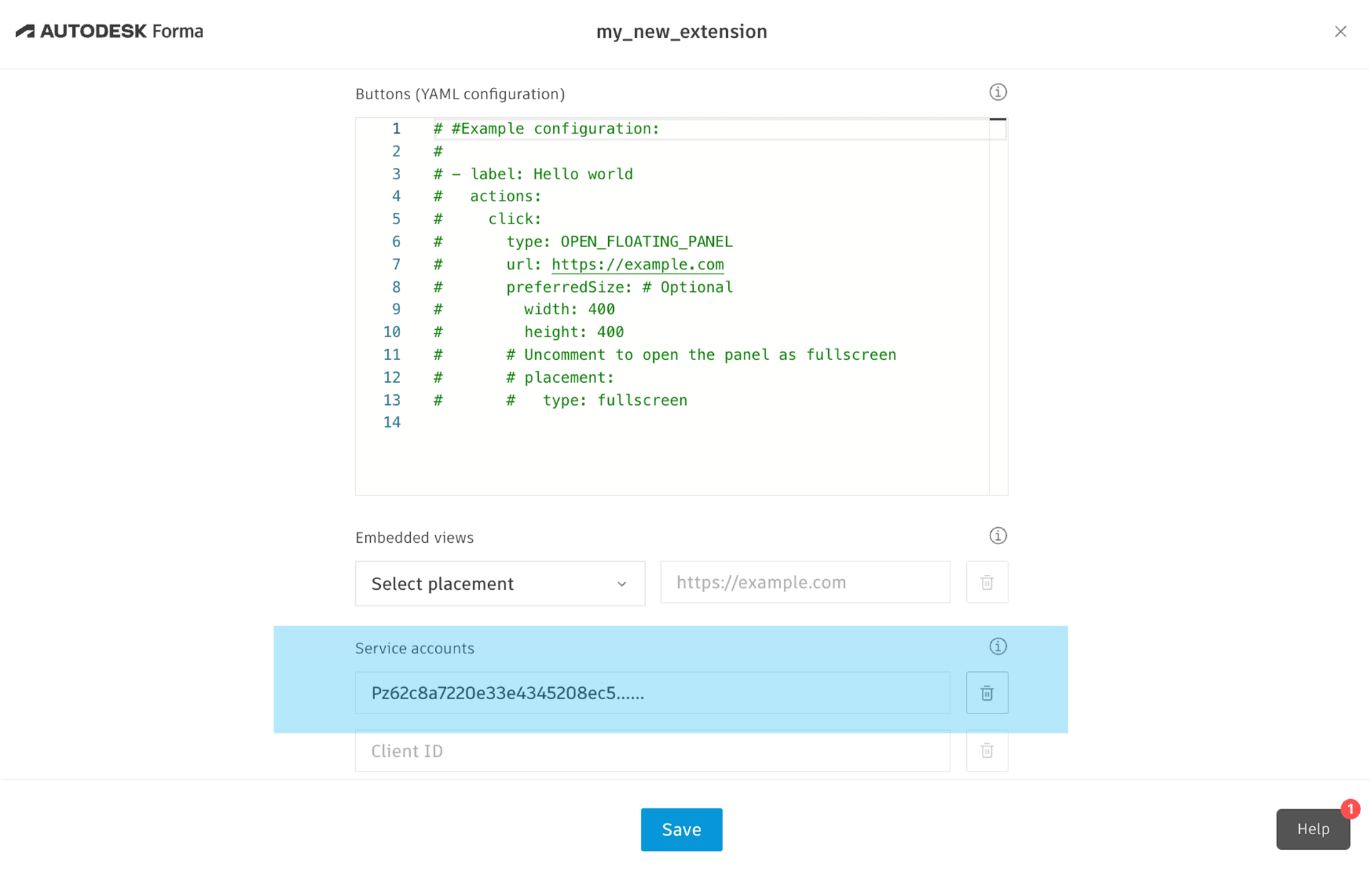 Add the APS client ID as a Forma service account