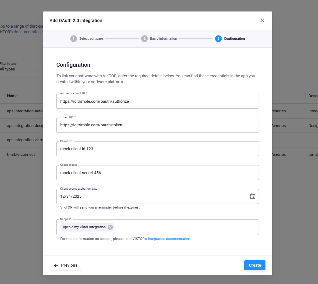 VIKTOR Integration Configuration