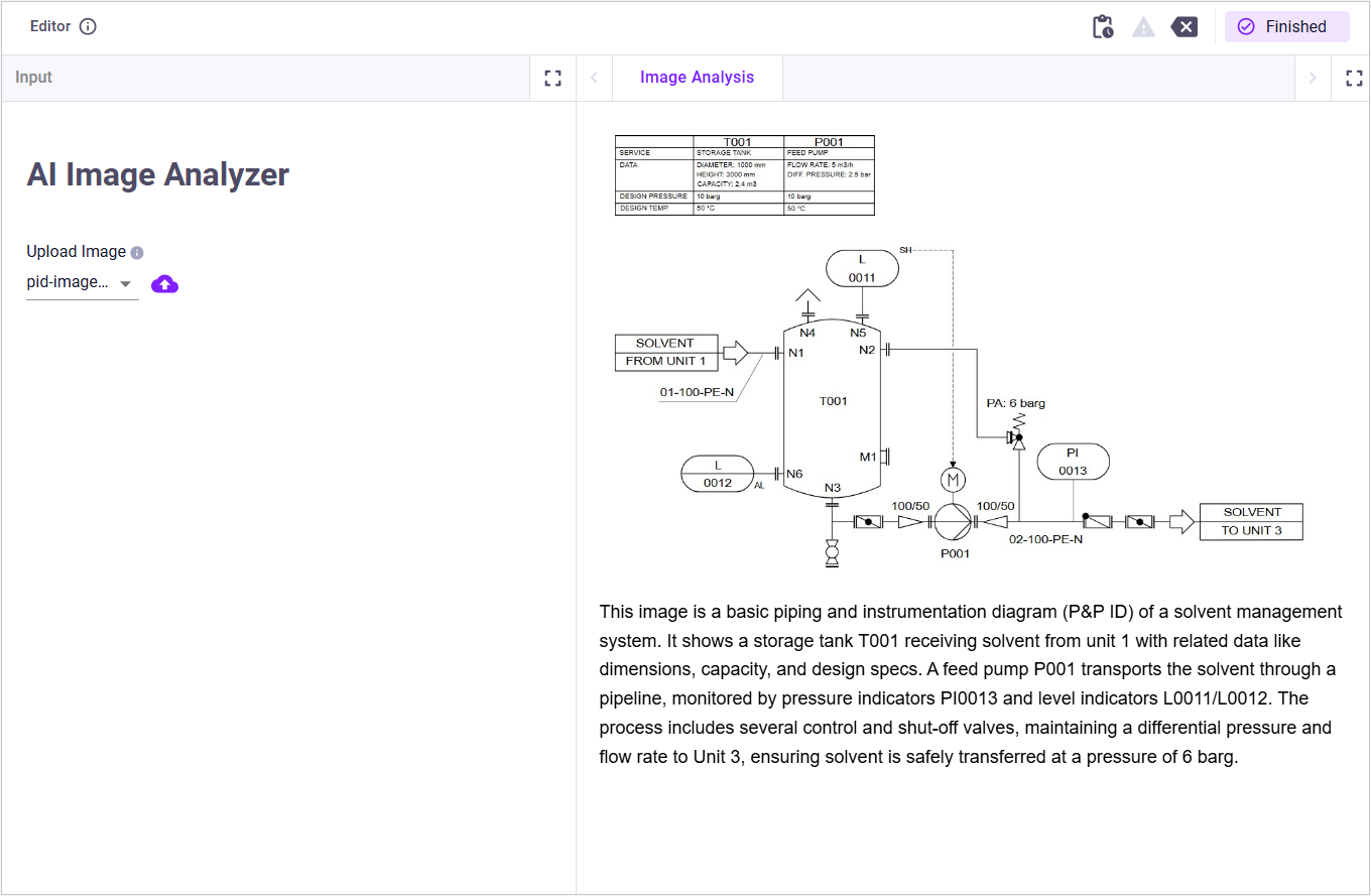 Sample app showing image analysis with vision LLM